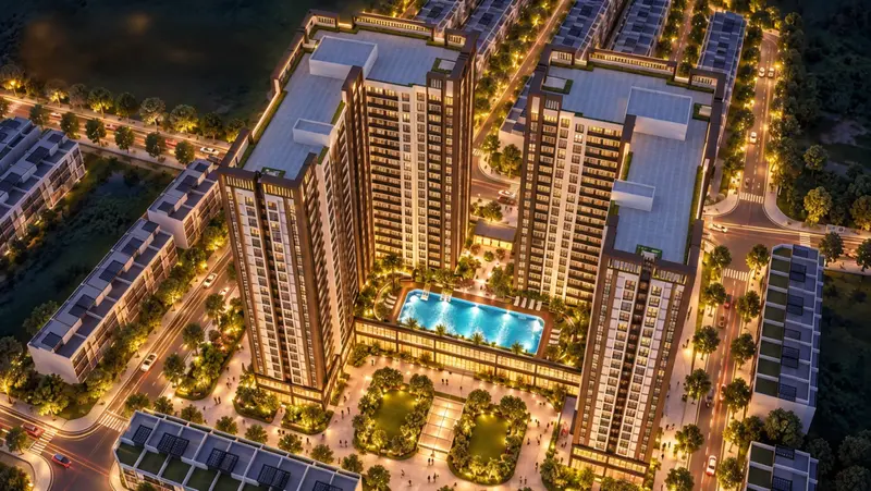 Hồ bơi nội khu nhìn từ trên cao